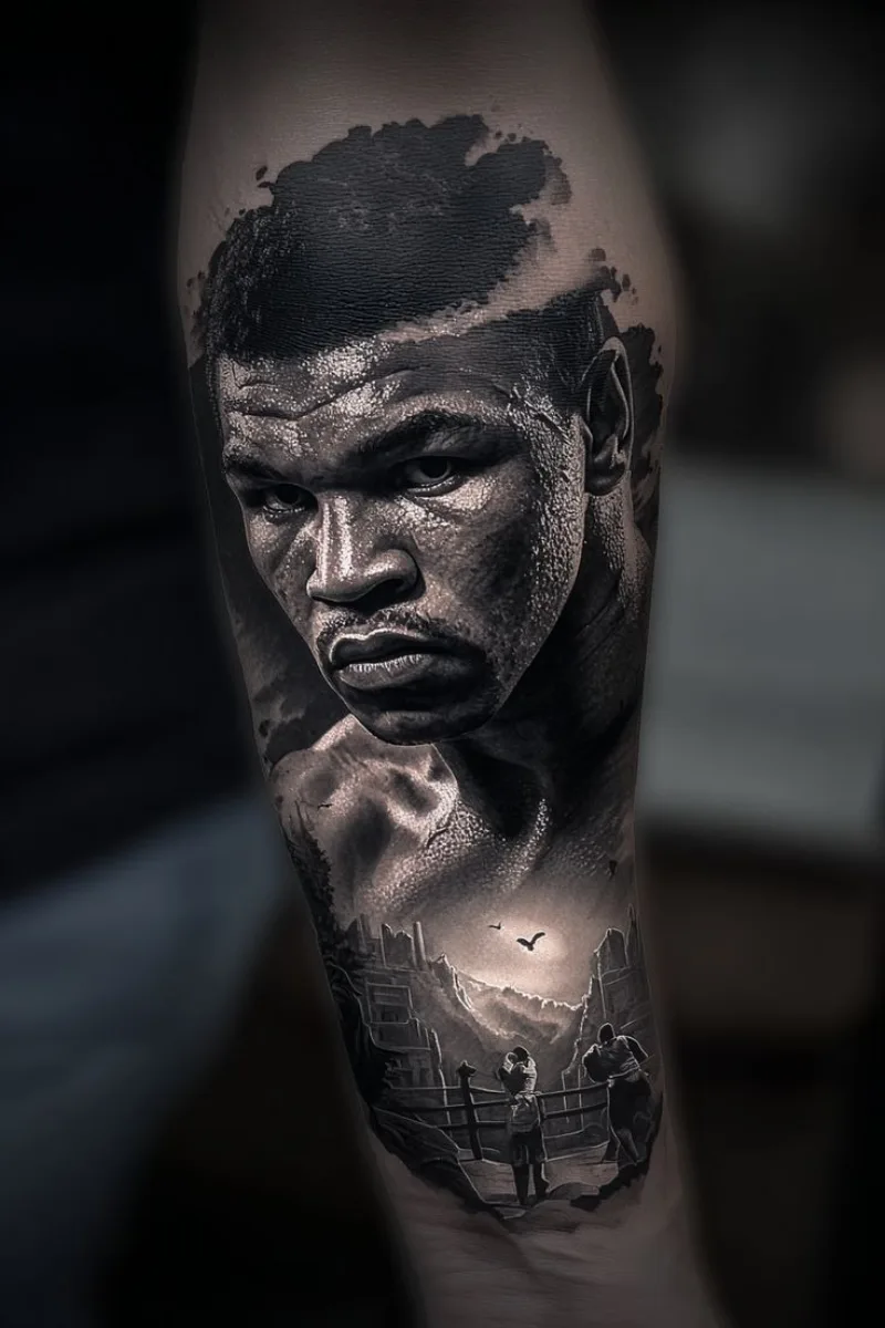 Muhammad Ali portre dövme