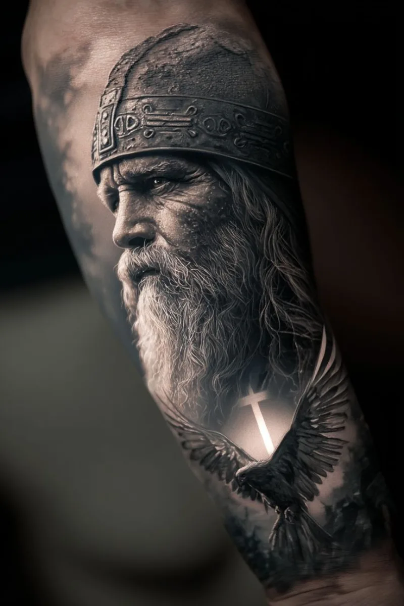 Viking savaşçı ve kartal dövme