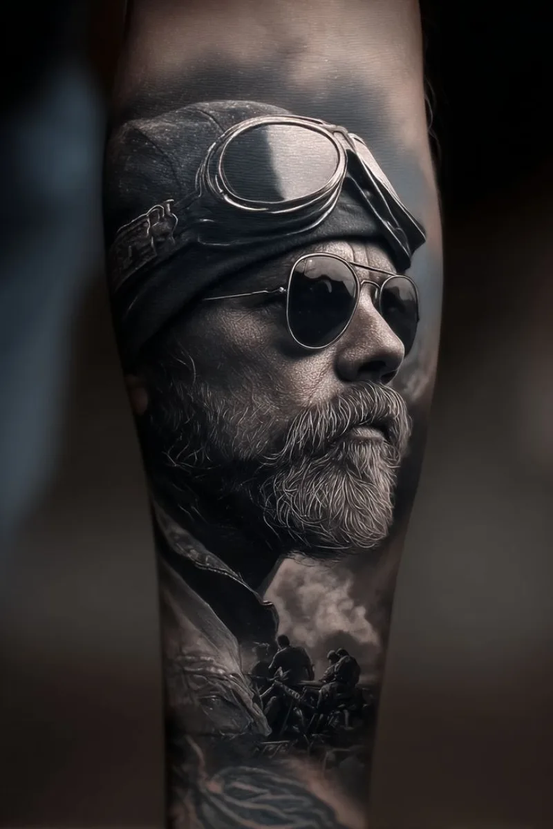 Aviator portre dövme